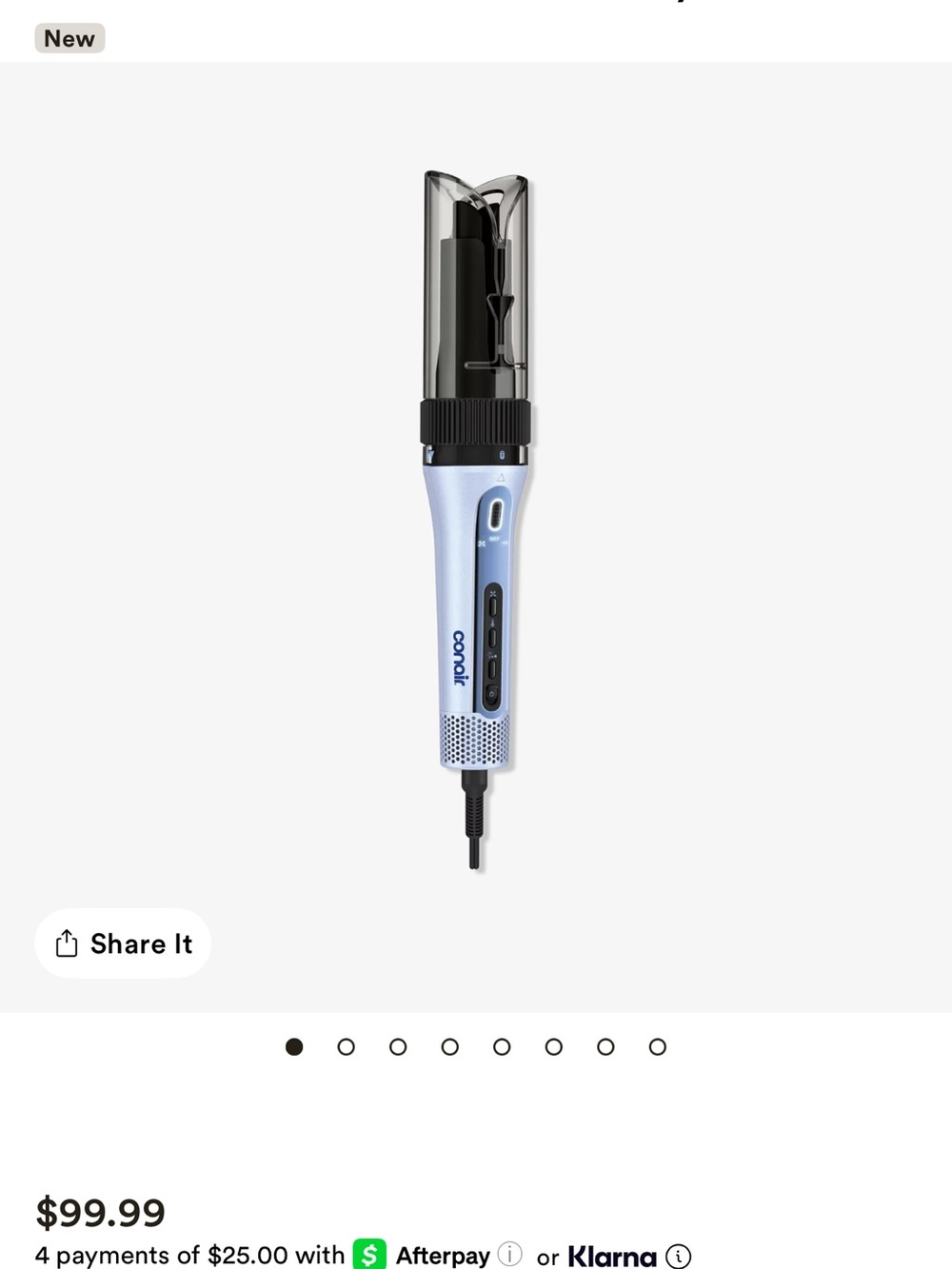 Conair Light Blue Automatic Curling Iron - Easy Styling - used 1 TIME (NEW)